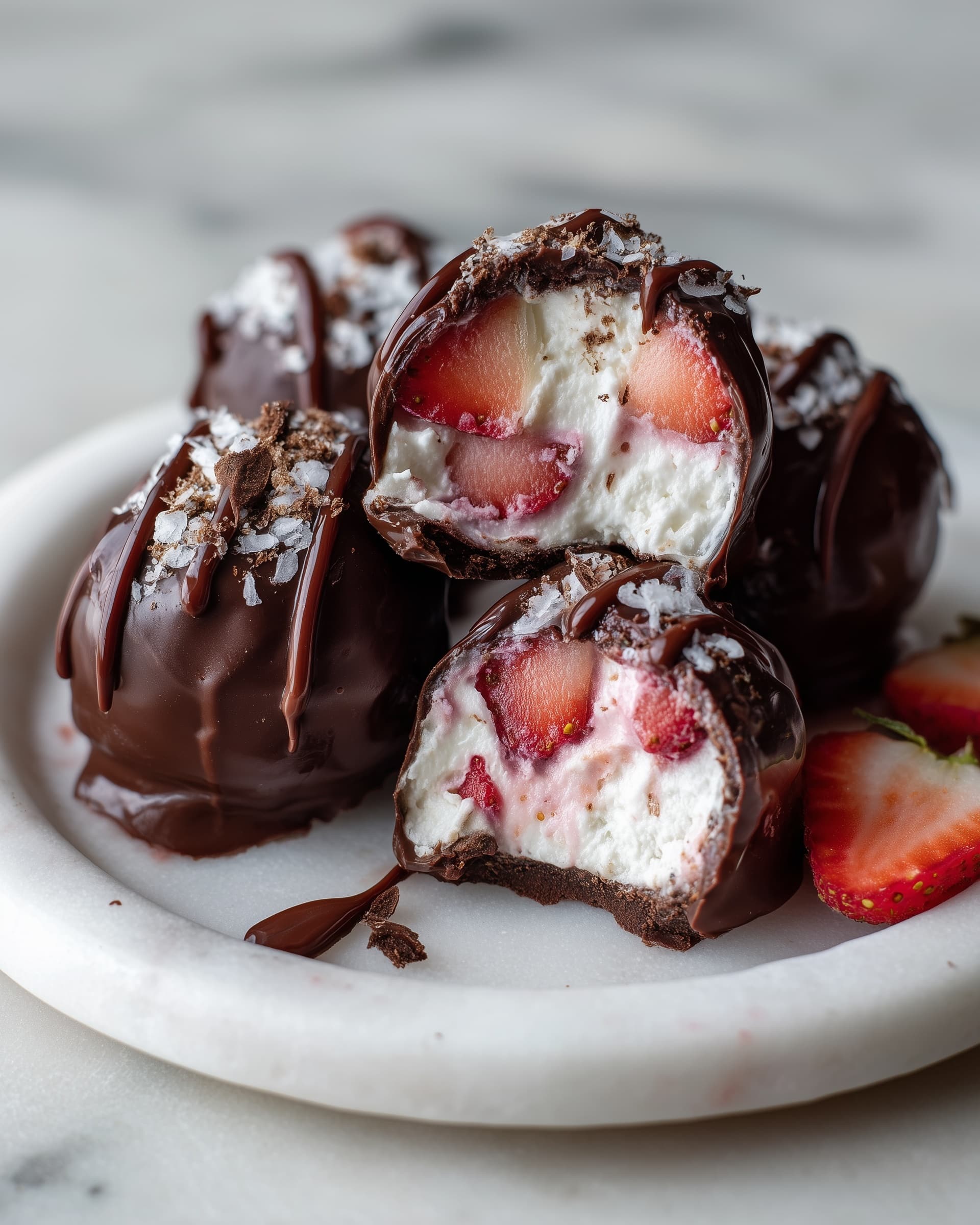 Chocolate Strawberry Frozen Yogurt Bites Recipe - Recipe Image