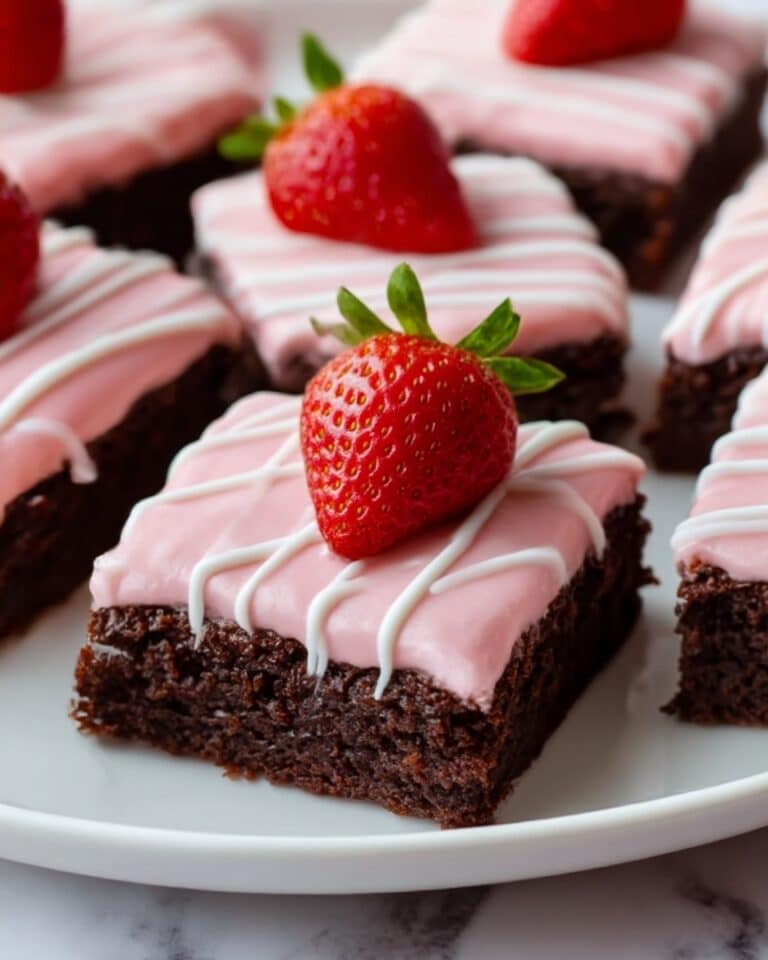Strawberry Frosted Heart-Shaped Brownies Recipe