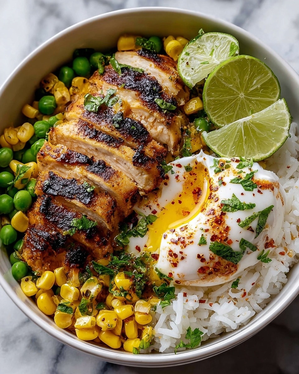 Chicken Rice Bowl with Spicy Tomato Soy Sauce Recipe - Recipe Image