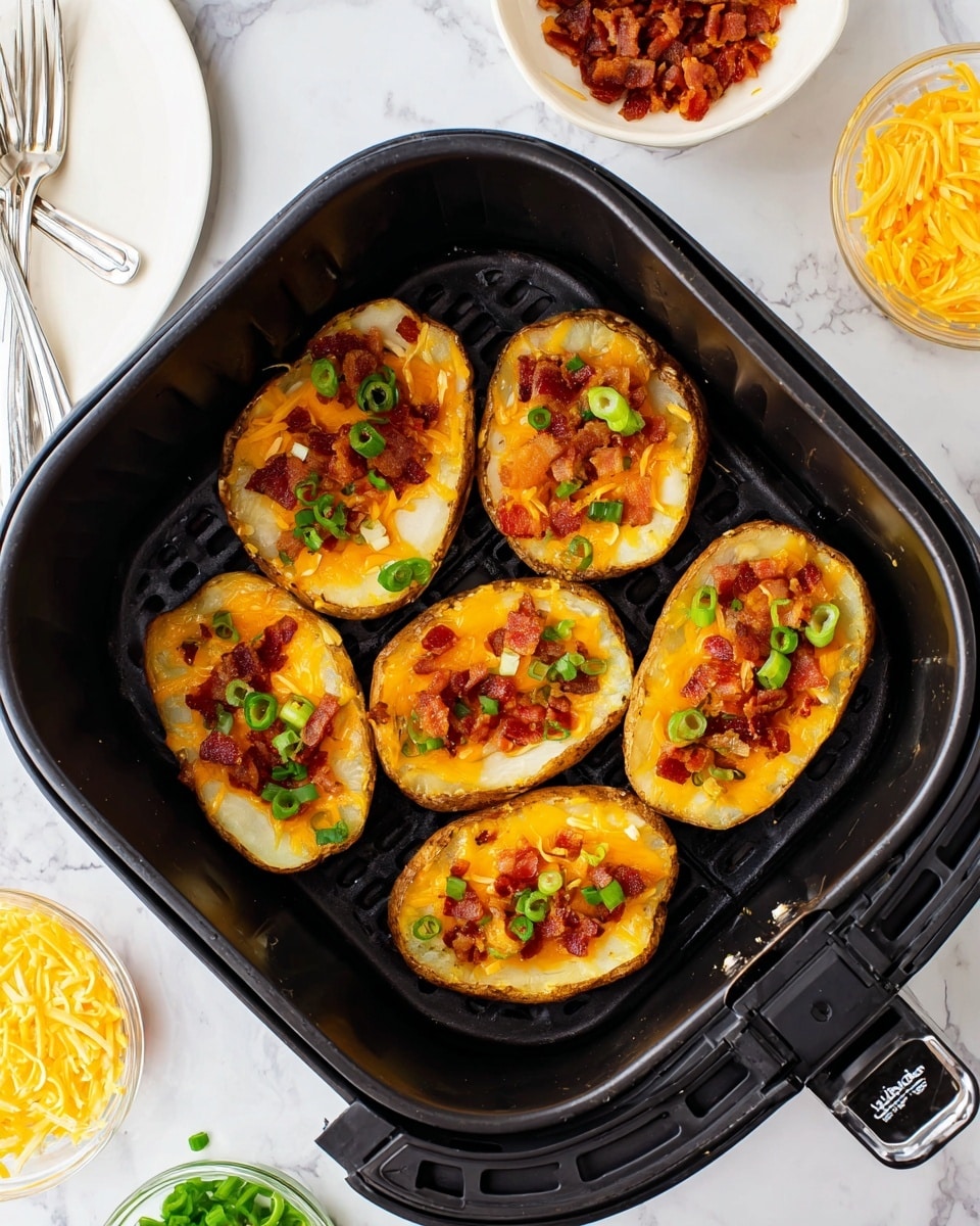 Air Fryer Potato Skins with Cheddar and Bacon Recipe - Recipe Image