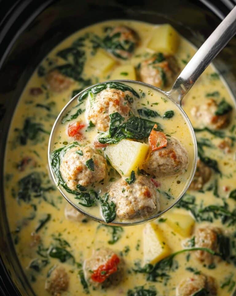 Slow Cooker Tuscan Chicken Meatballs with Gnocchi Recipe