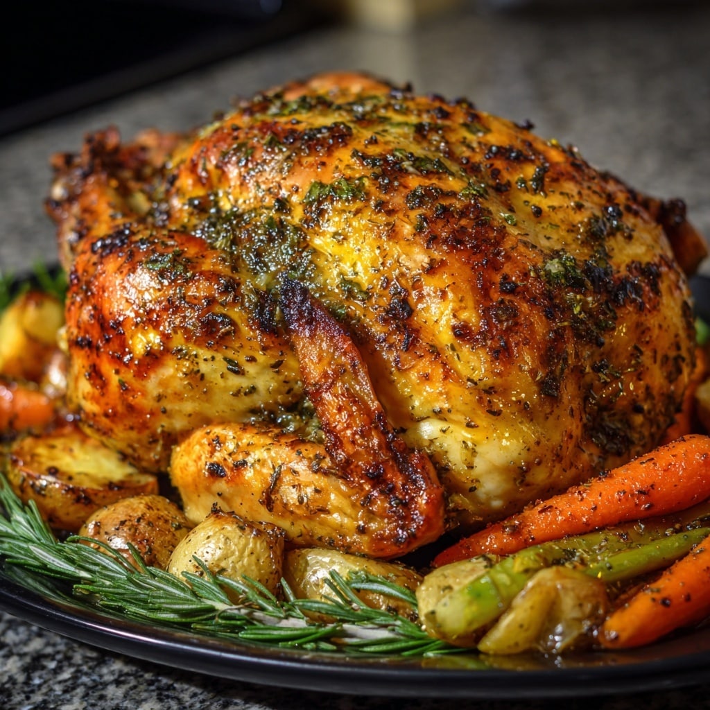 Dutch Oven Whole Chicken with Roasted Potatoes and Carrots Recipe - Recipe Image