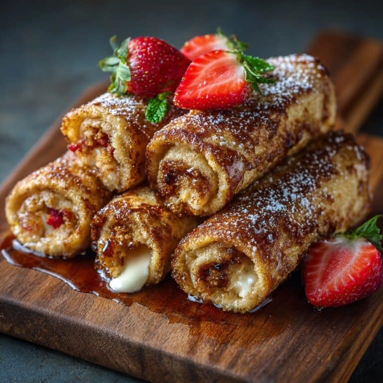 French Toast Roll-Ups with Cream Cheese Filling and Toppings Recipe