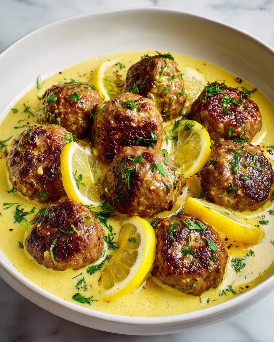 The Softest and Juiciest Greek Meatballs in Lemon Sauce Recipe - Recipe Image