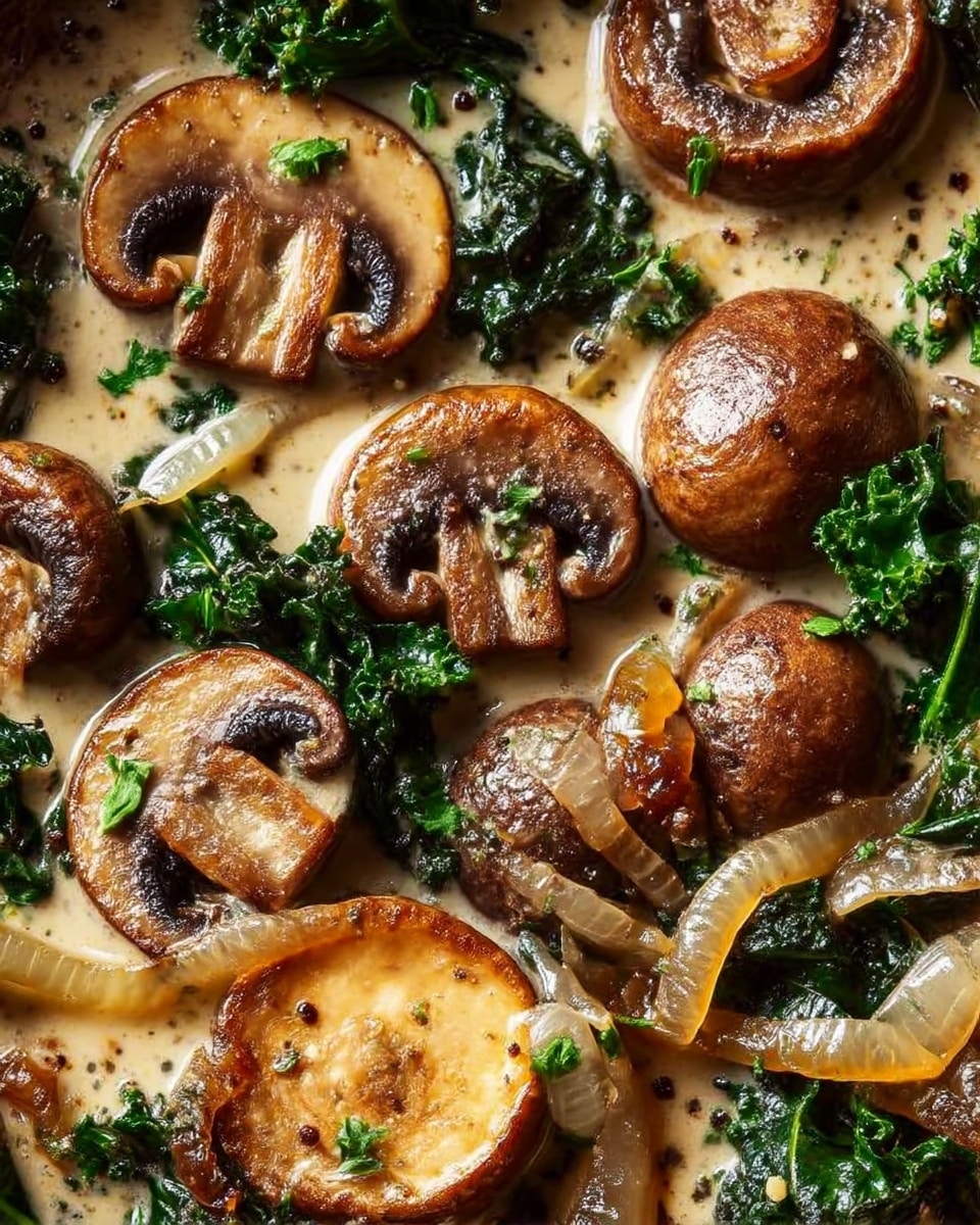 Wild Mushroom, Caramelized Onion and Kale Soup Recipe - Recipe Image