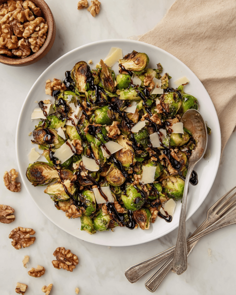 Air Fryer Brussels Sprouts with Balsamic Glaze and Parmesan Recipe