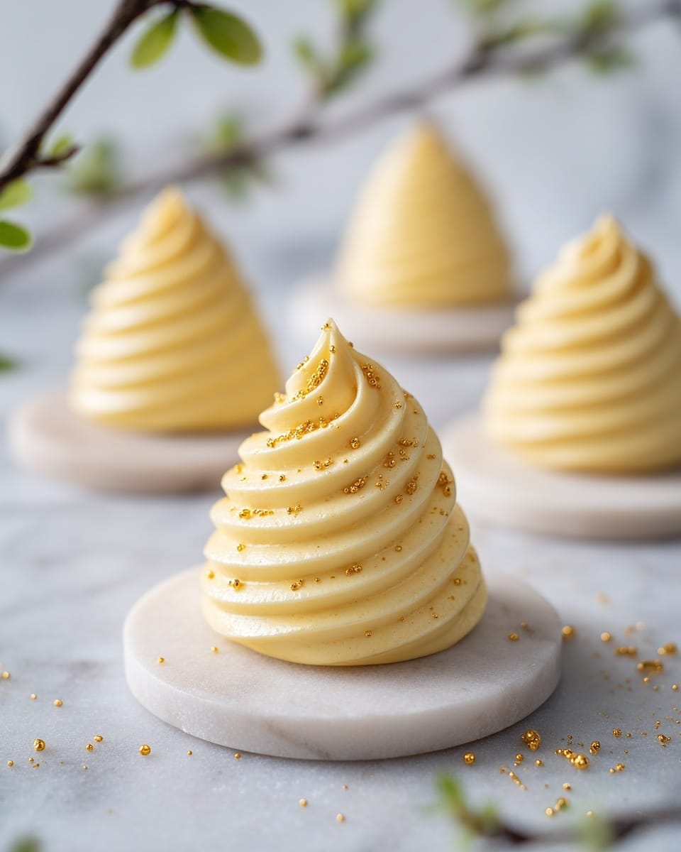 Lemon Cream Puffs with White Chocolate Shell and Marzipan Base Recipe - Recipe Image