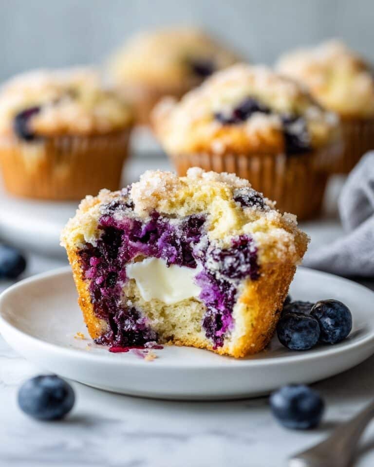 Blueberry Muffins with Cream Cheese Filling and Optional Glaze Recipe