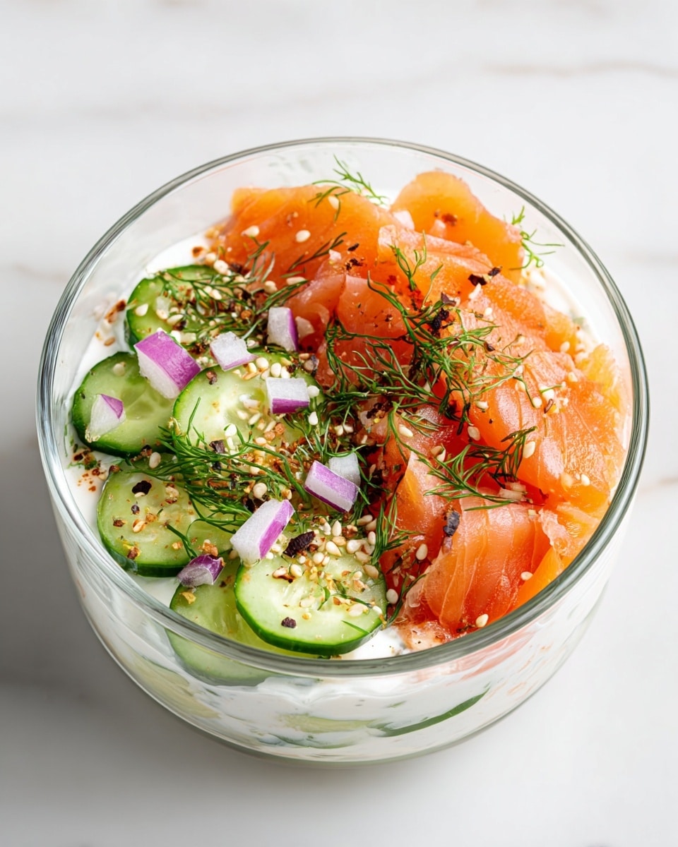 Bagel Cottage Cheese Breakfast Bowl with Smoked Salmon and Fresh Dill Recipe - Recipe Image