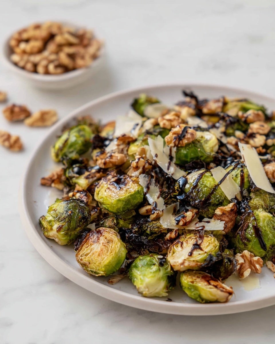 Air Fryer Brussels Sprouts with Balsamic Glaze and Parmesan Recipe - Recipe Image